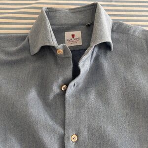 Cordone 1956 light blue flannel shirt